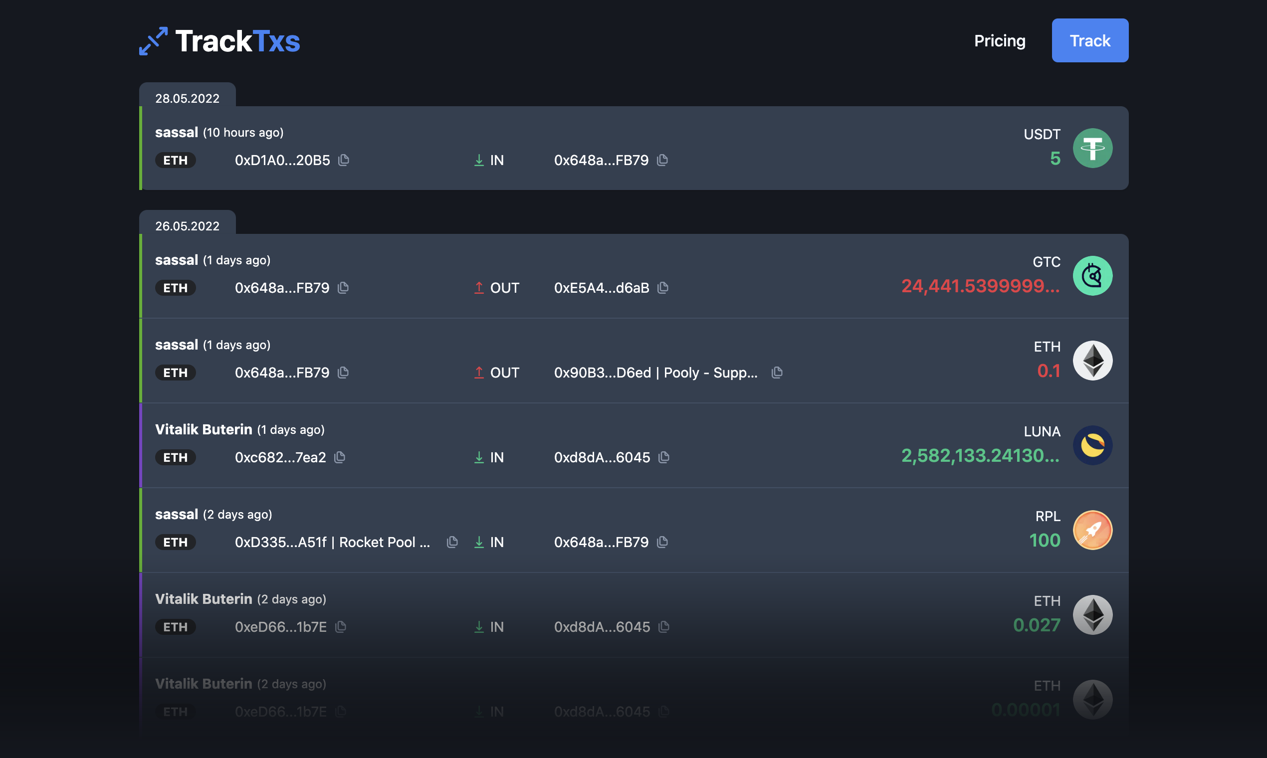 Média Tracktxs - Suivre les transactions de blockchain 2