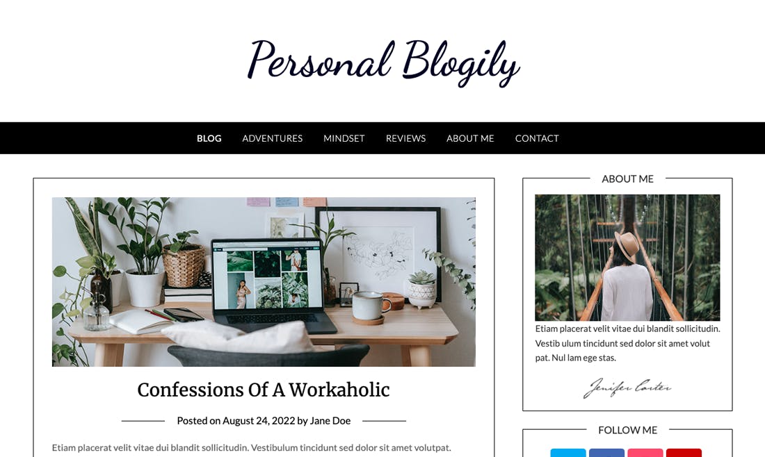 Personal Blogily WordPress Theme media 1