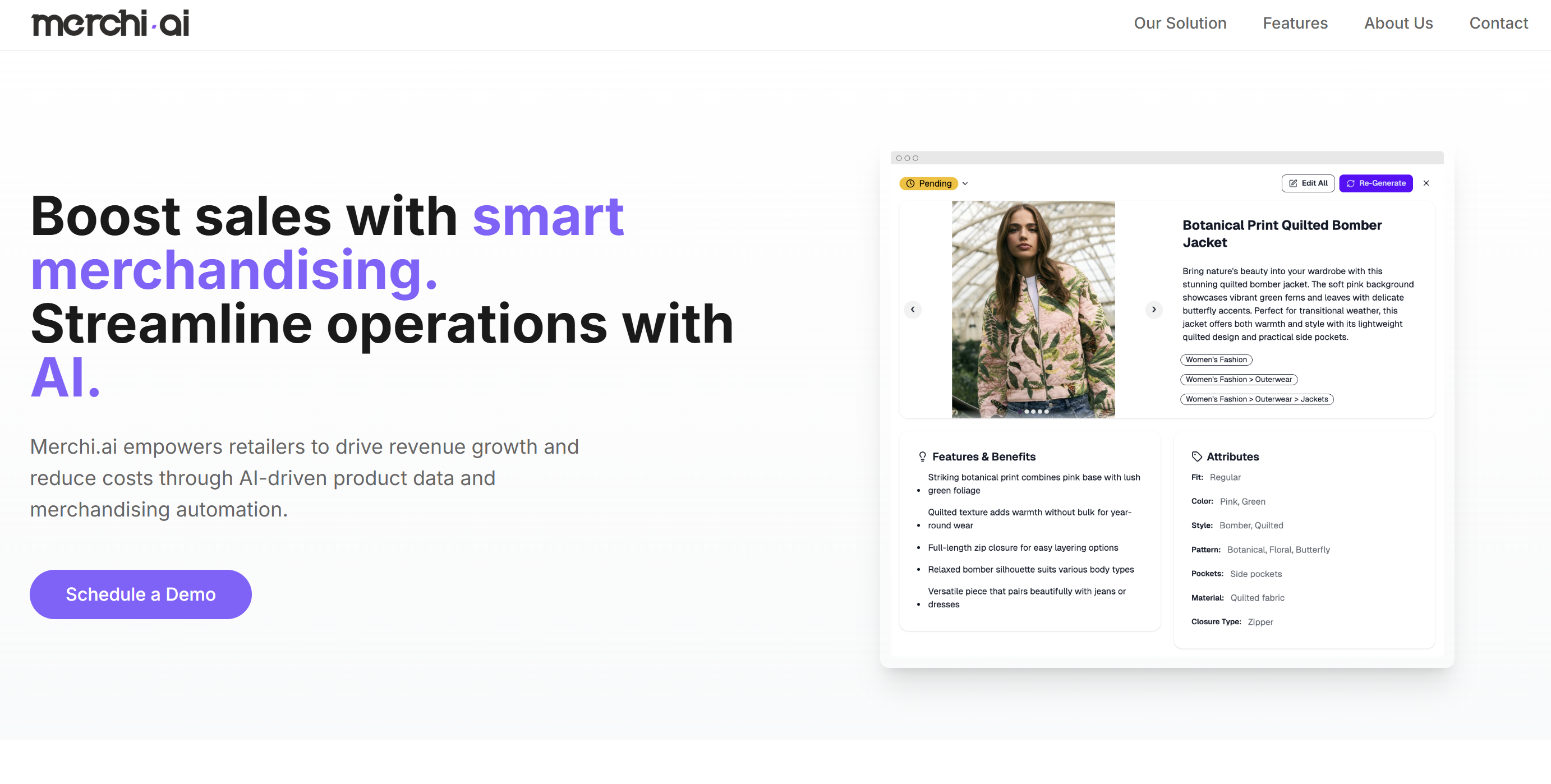 merchi.ai - Main product screenshot demonstrating key features and user interface