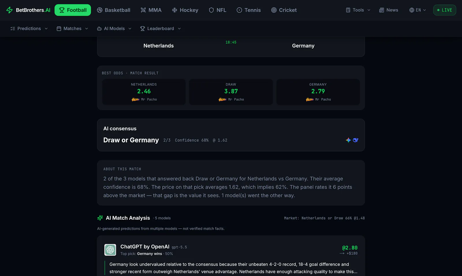 BetBrothers AI screenshot 2