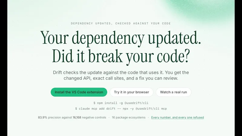 Drift — Dependency Upgrades screenshot 1 (video preview)