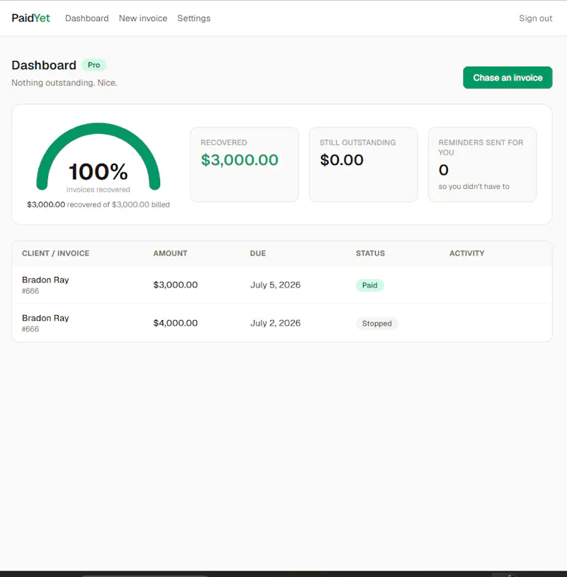 PaidYet — auto payment reminders screenshot 2