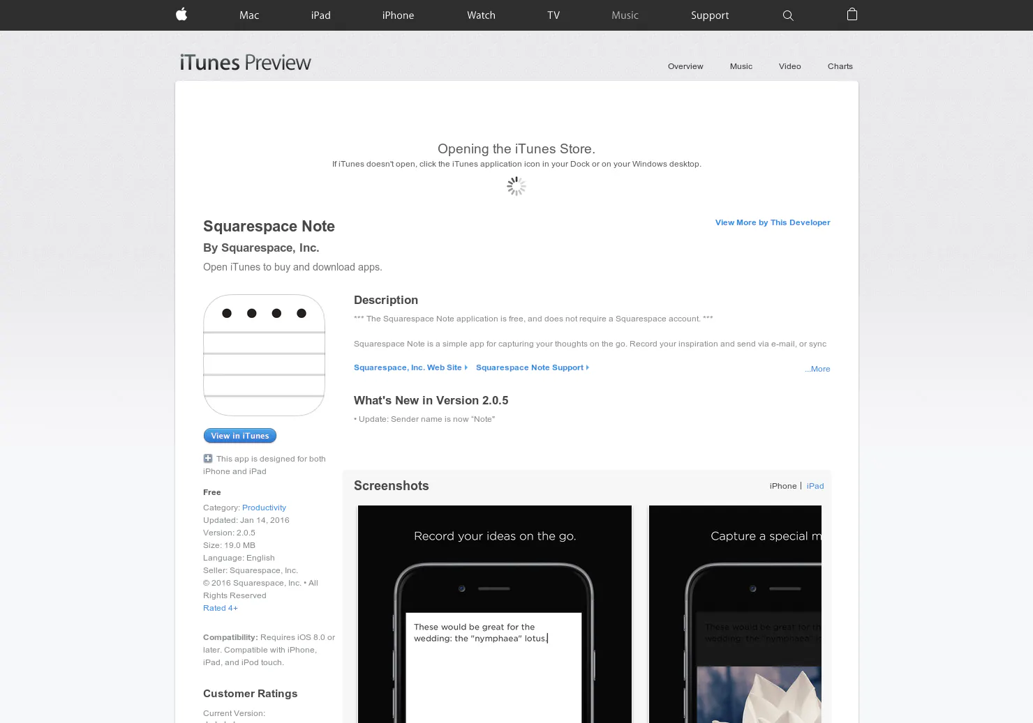 Squarespace Note