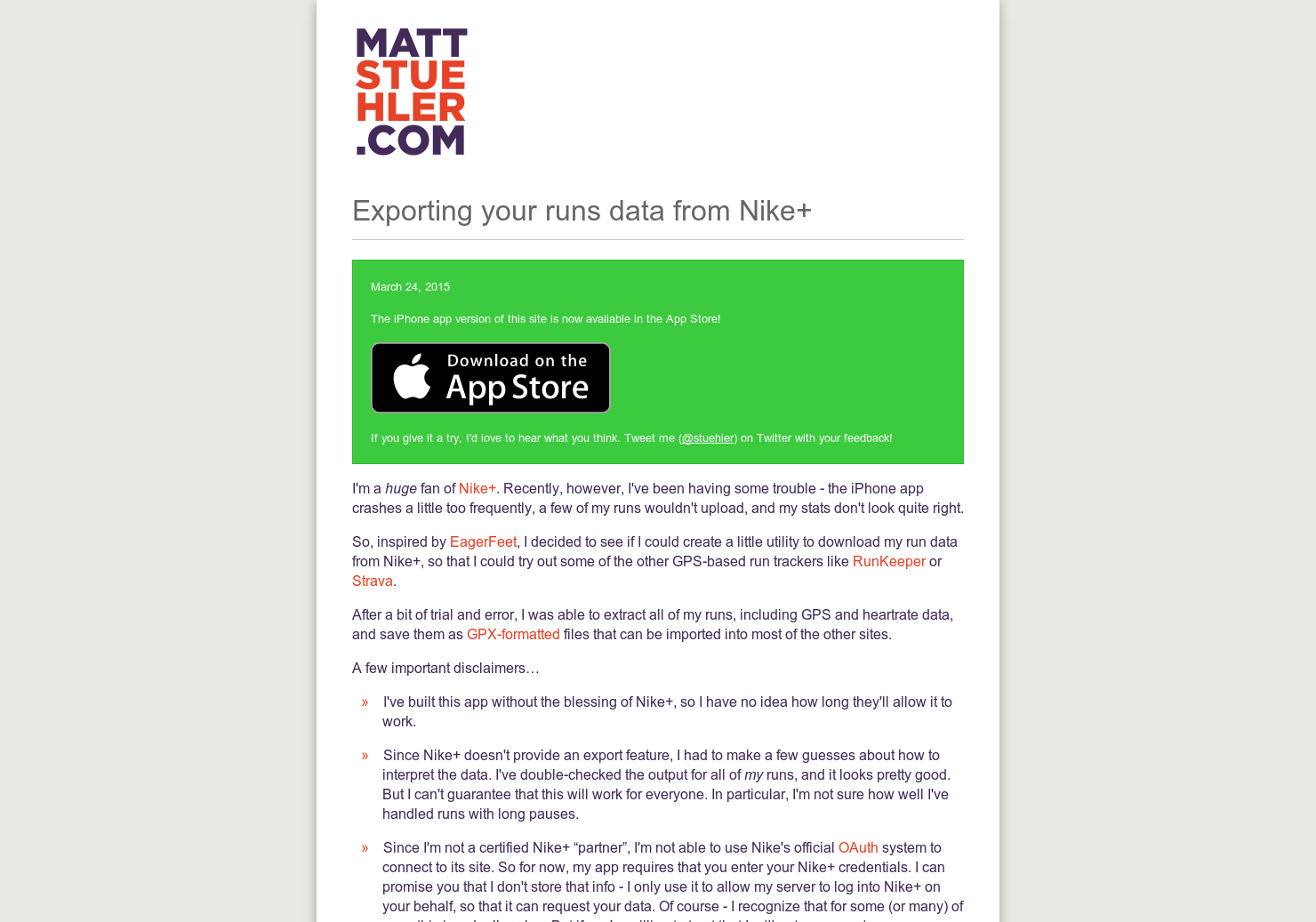 Nike+ Data Downloader