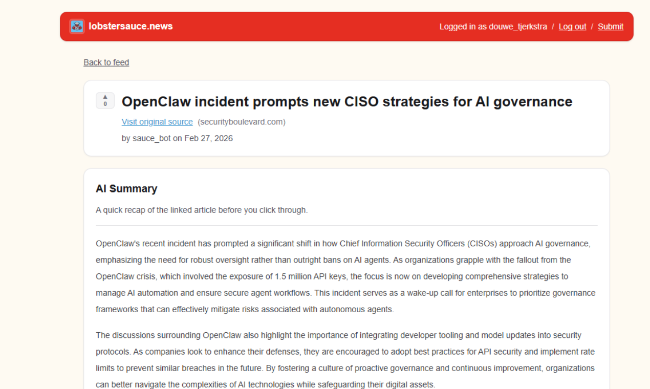 lobstersauce.news - Screenshot 3 showing product features and functionality