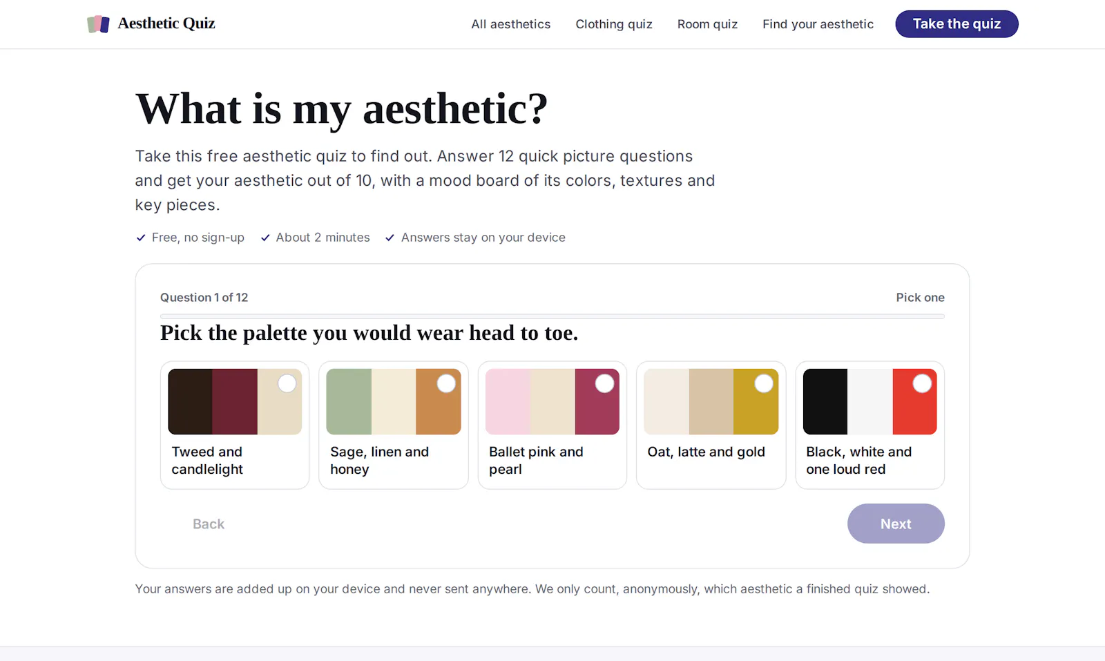 Aesthetic Quiz screenshot 2