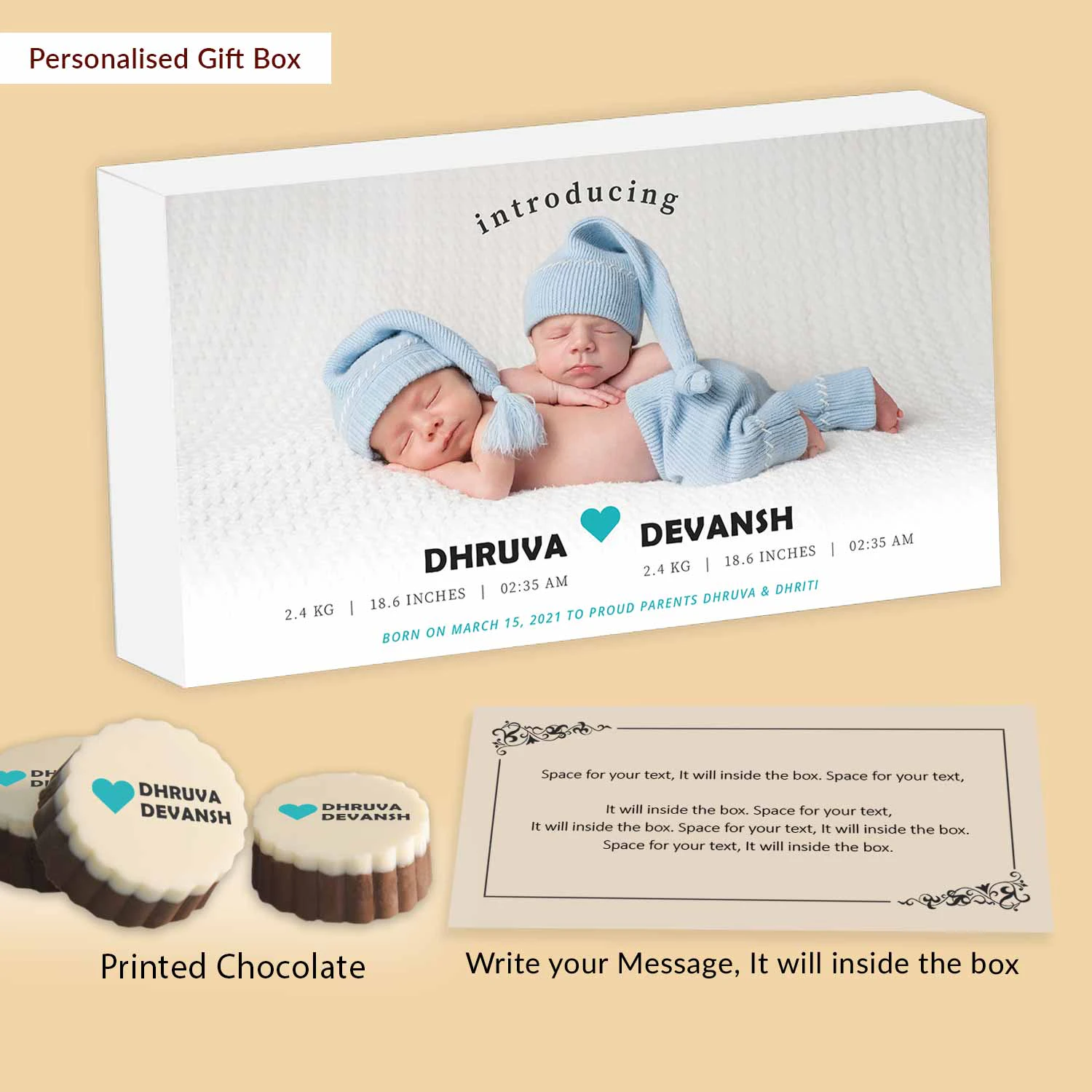  personalised gifts twins announcement 