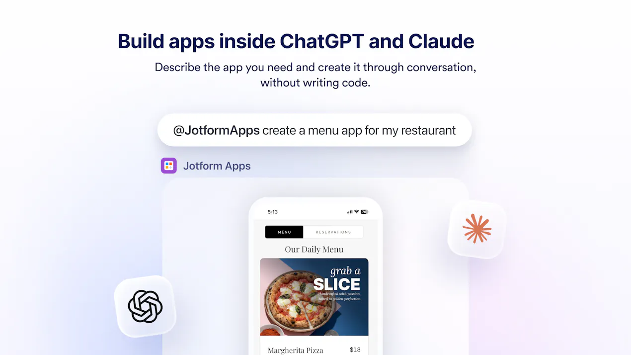 Jotform App Builder for ChatGPT & Claude product