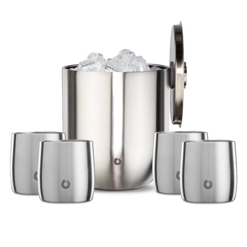 Ensemble de verre en acier inoxydable avec un seau de glace media 2