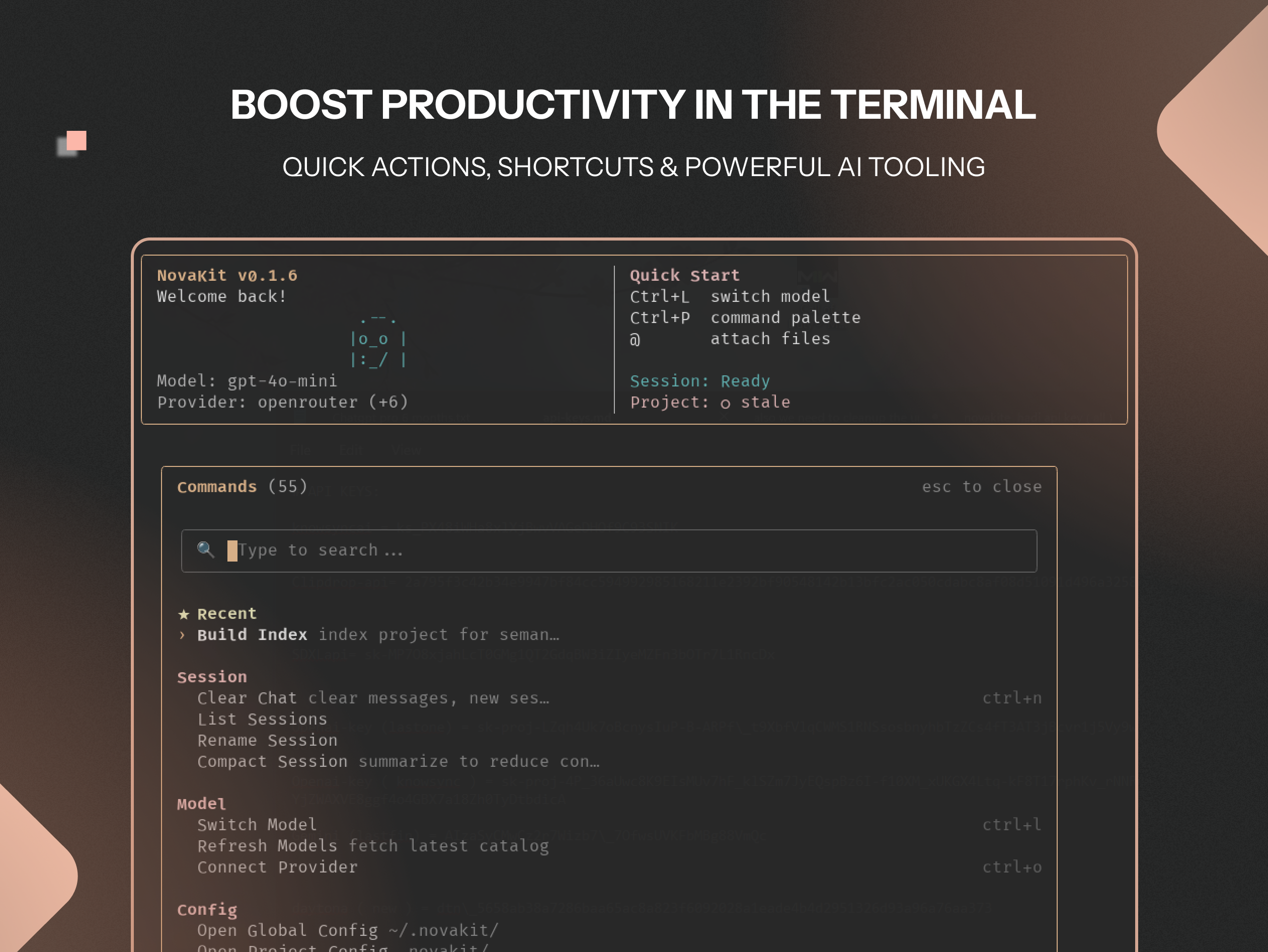 NovaKit CLI - Main product screenshot demonstrating key features and user interface