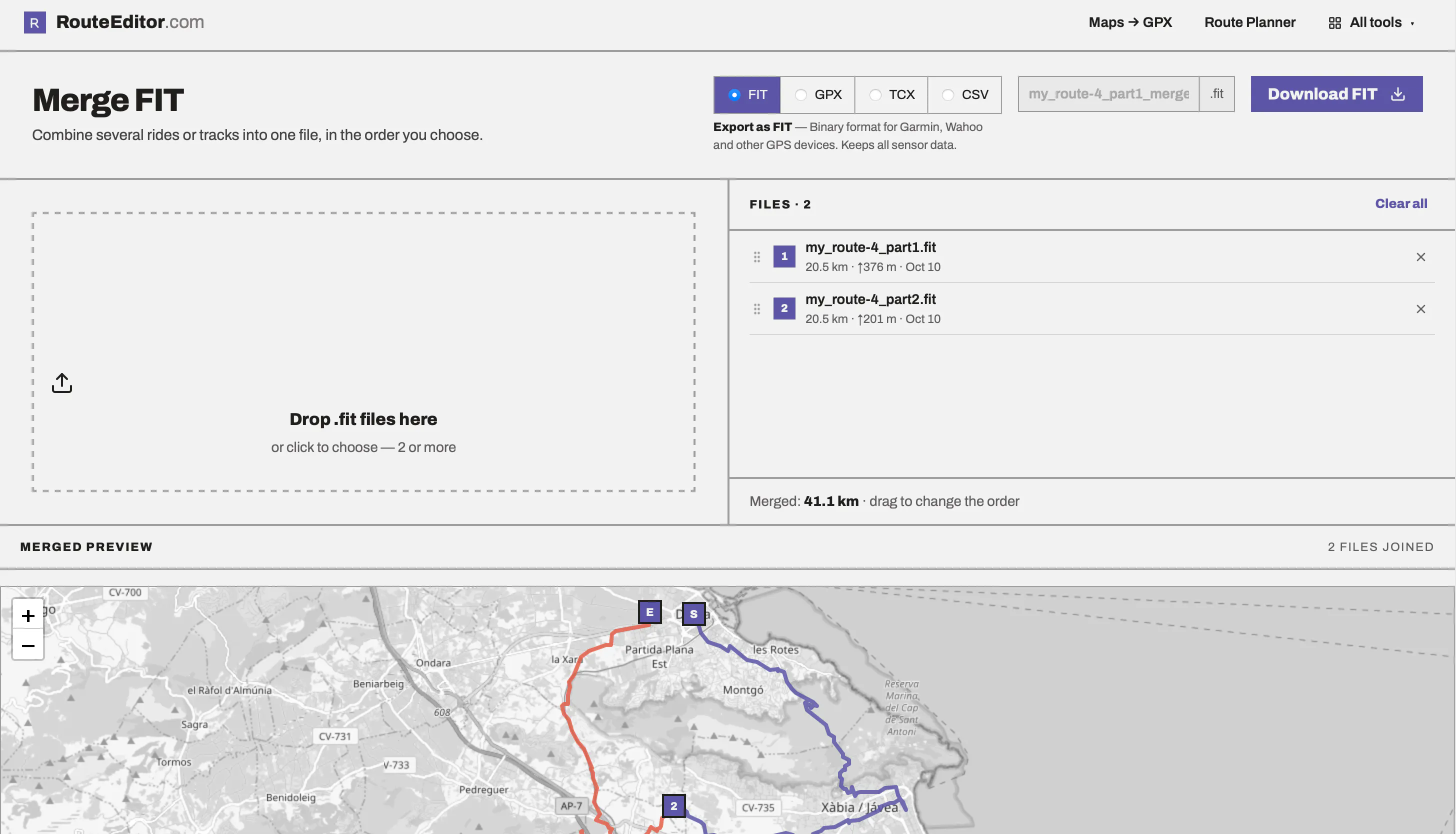 RouteEditor.com — GPX, FIT & TCX tools gallery image