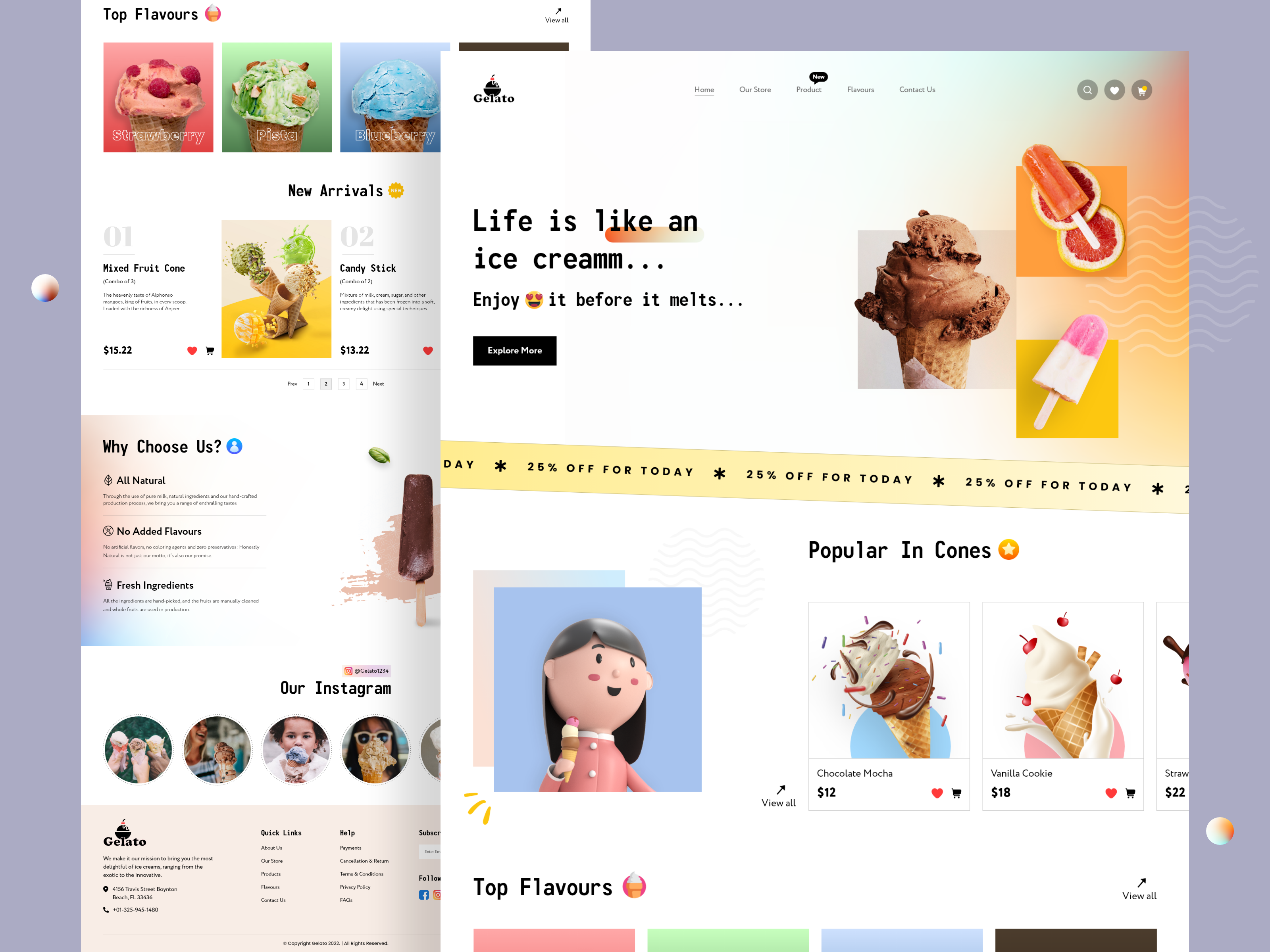 Diseño de la página de destino de la tienda de helados media 1