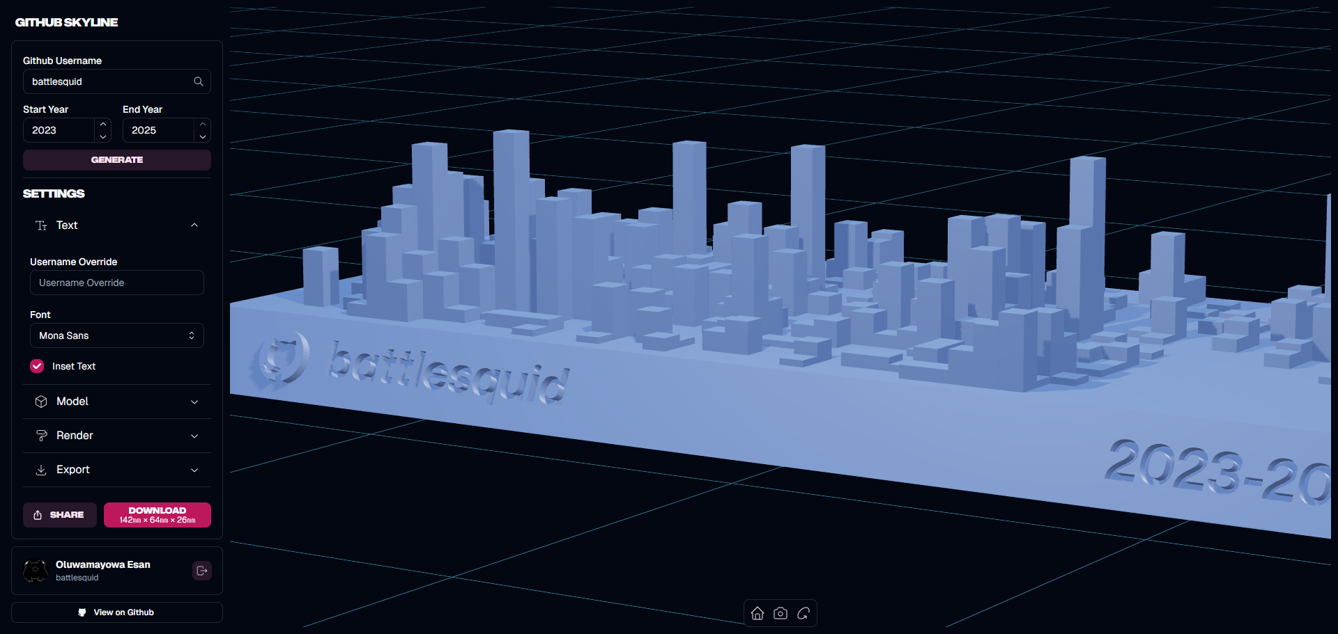 Media Github Skyline - Buat, edit, dan kongsi kisah sumbangan 3D anda 3