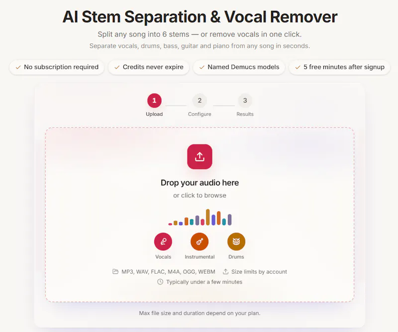 ai stem separation screenshot 1