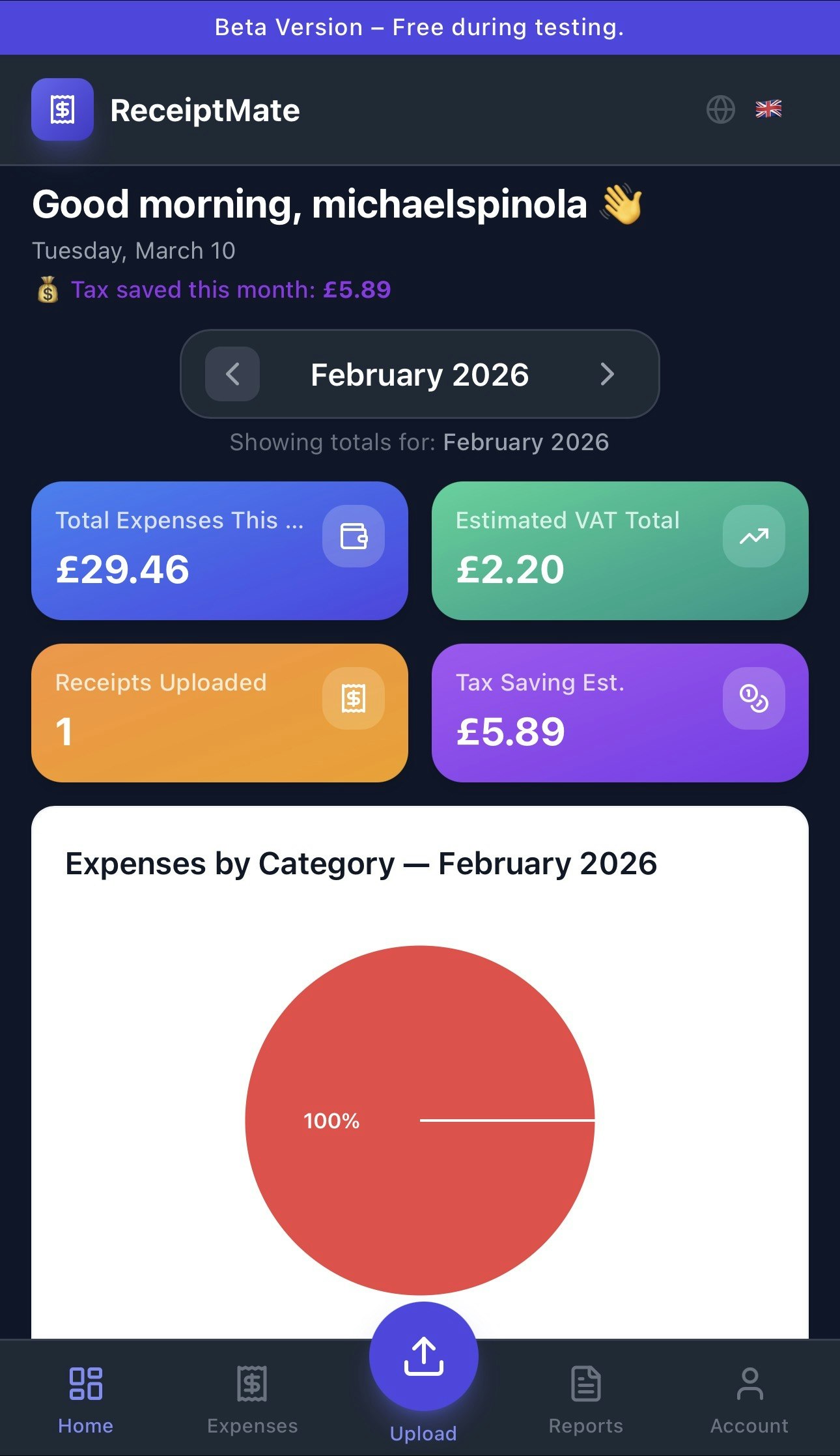 ReceiptMate - Main product screenshot demonstrating key features and user interface