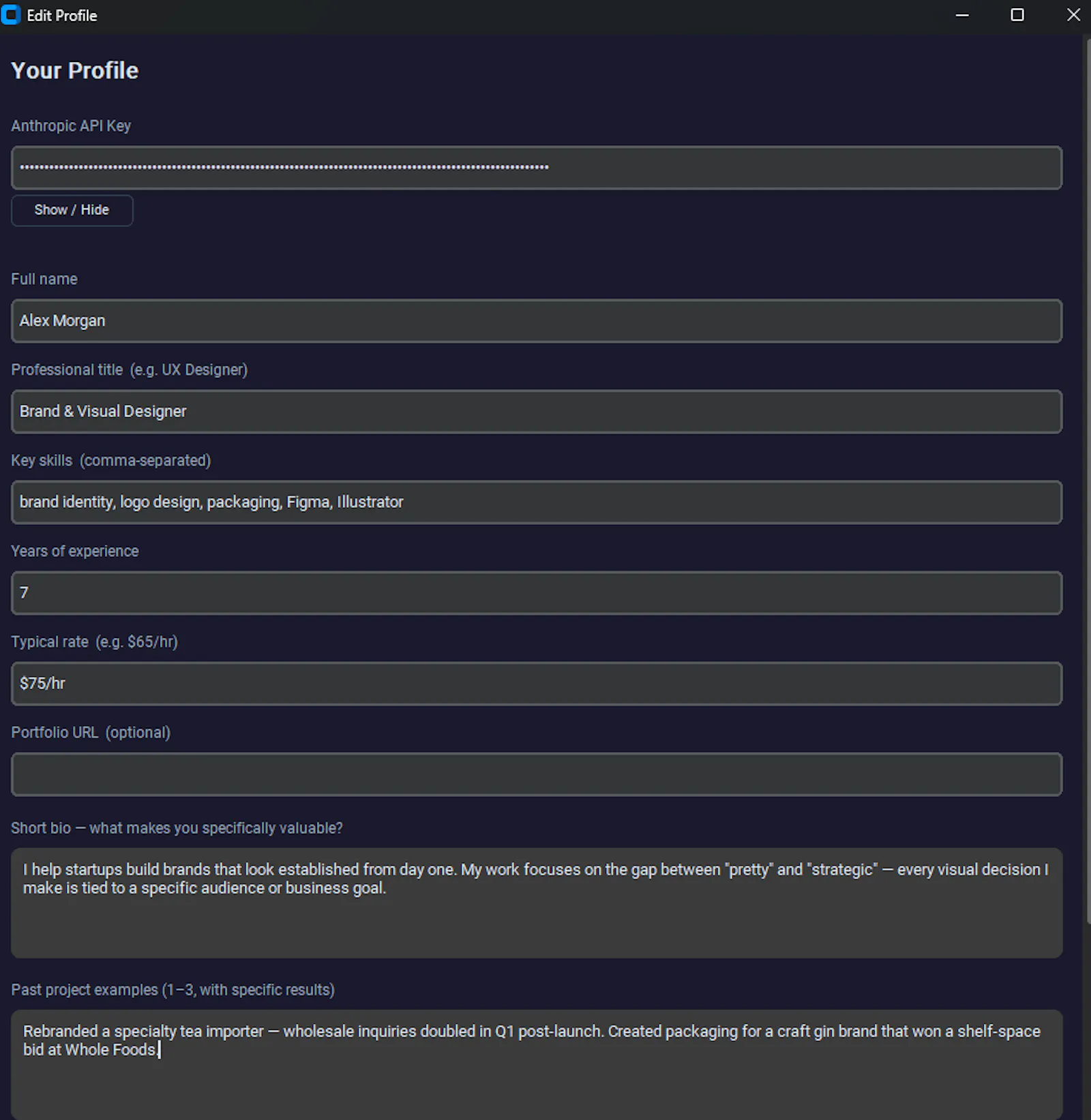 Proposal Engine screenshot 2