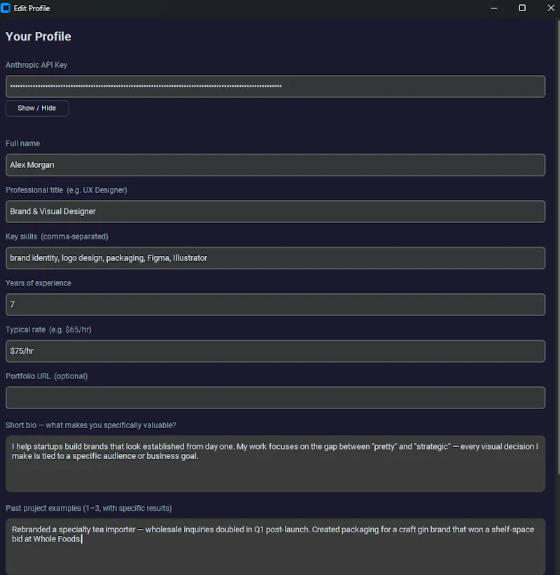 Proposal Engine screenshot 2