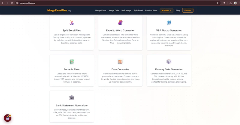MergeExcelFiles.org screenshot 2