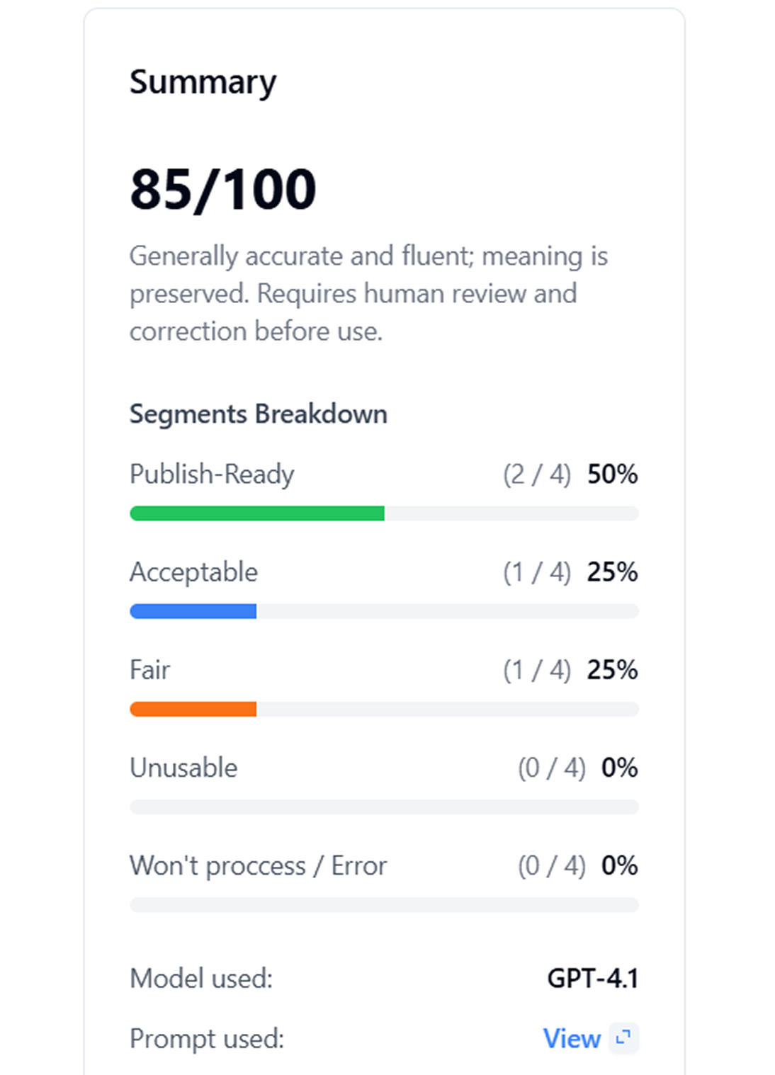 Mídia 3 de Alconost.MT/Evaluate - Deixe a IA marcar seu trabalho de tradução