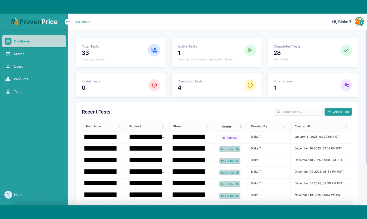 ProvenPrice - Main product screenshot demonstrating key features and user interface
