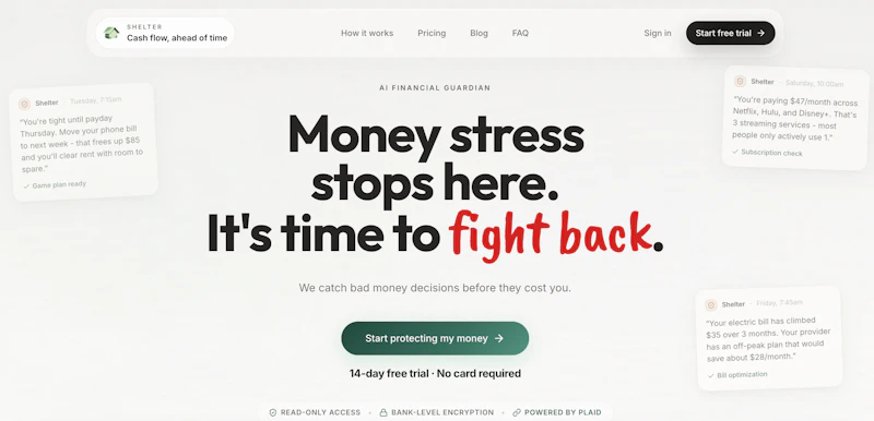 Shelter - Your AI Financial Guardian  screenshot 1