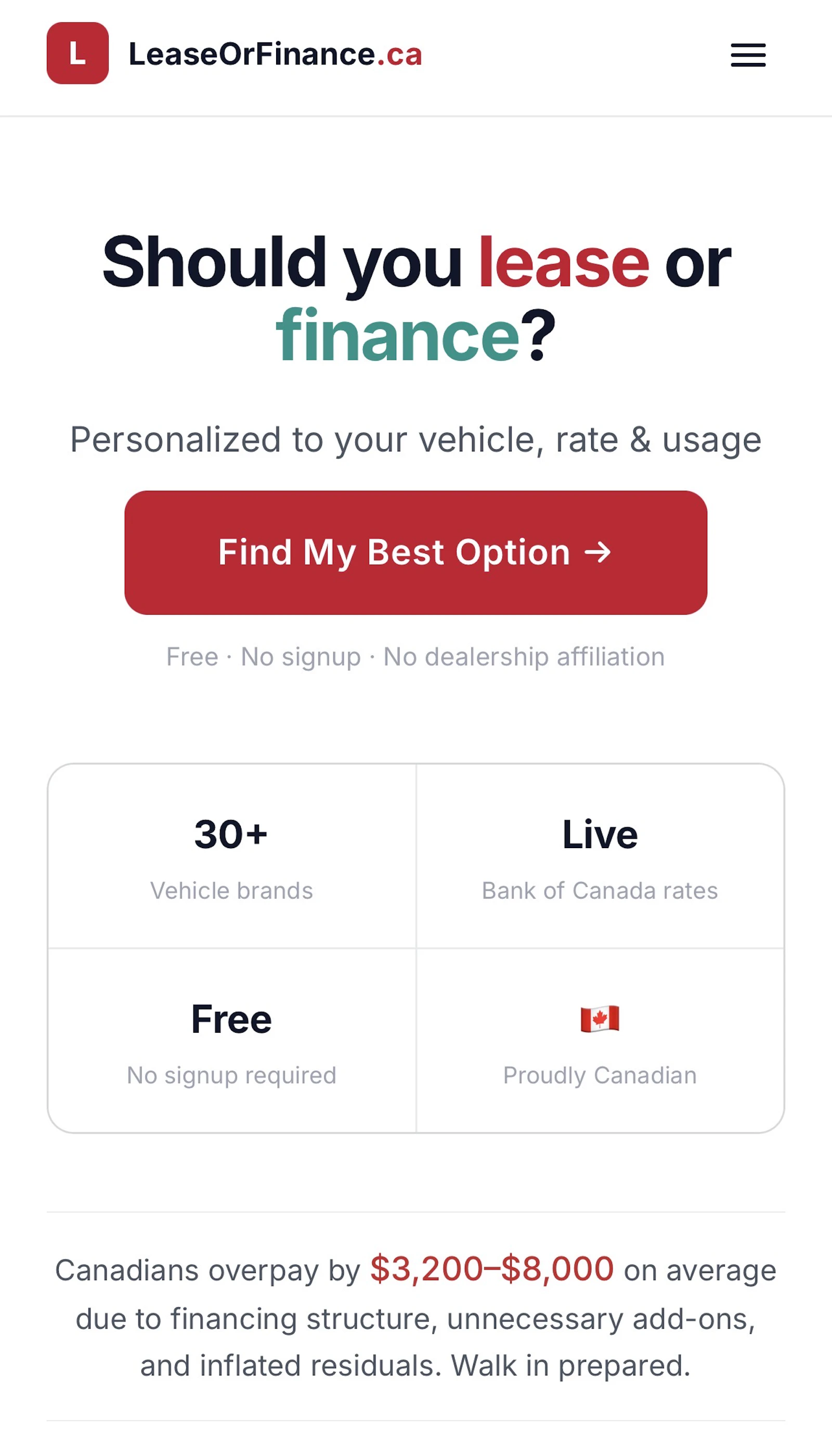 LeaseOrFinance.ca screenshot 1