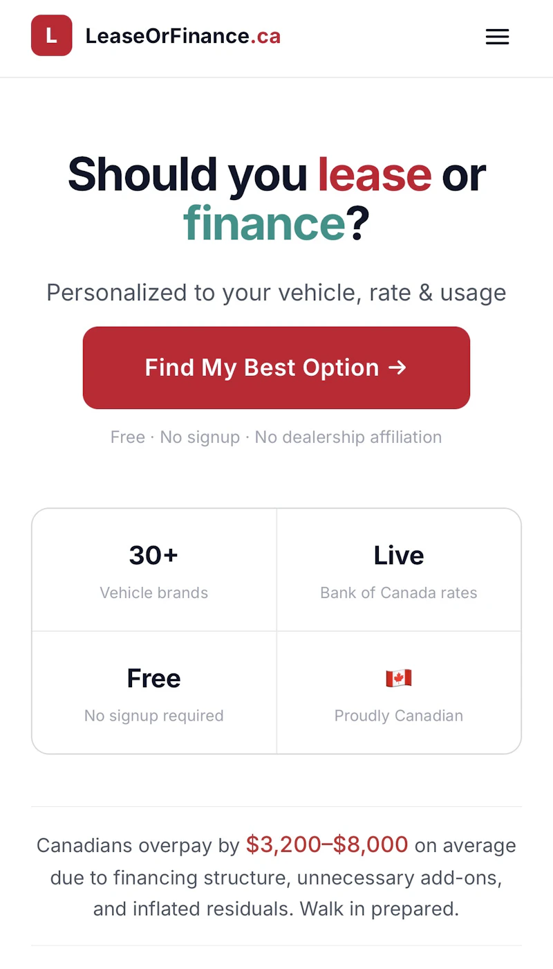 LeaseOrFinance.ca screenshot 1