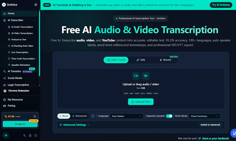 DeVoice: AI Transcription&Audio Enhancer screenshot 1