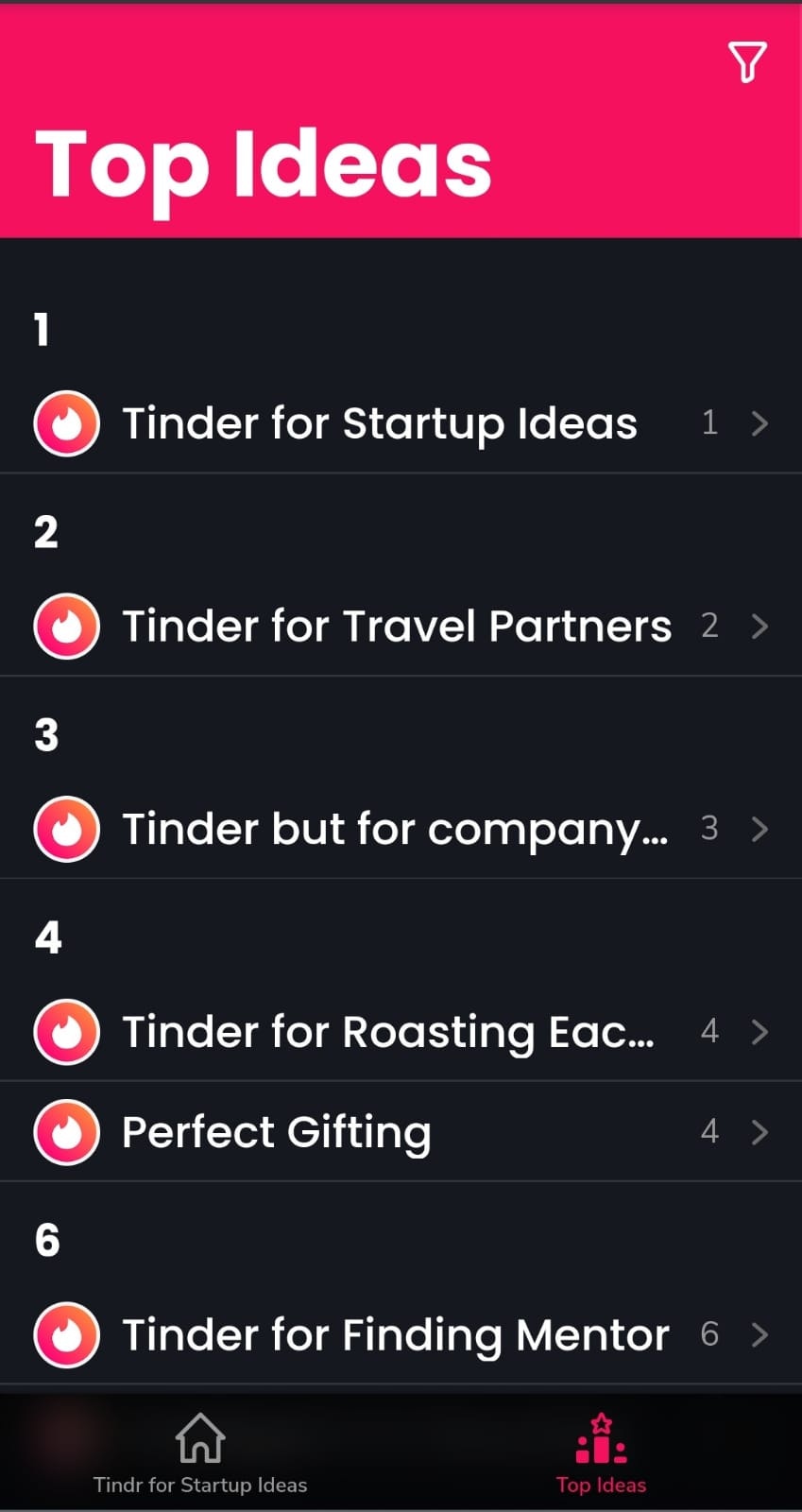 Tinder for Startup Ideas gallery image