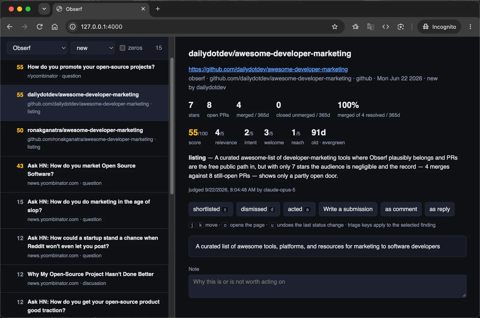 Obserf screenshot 2