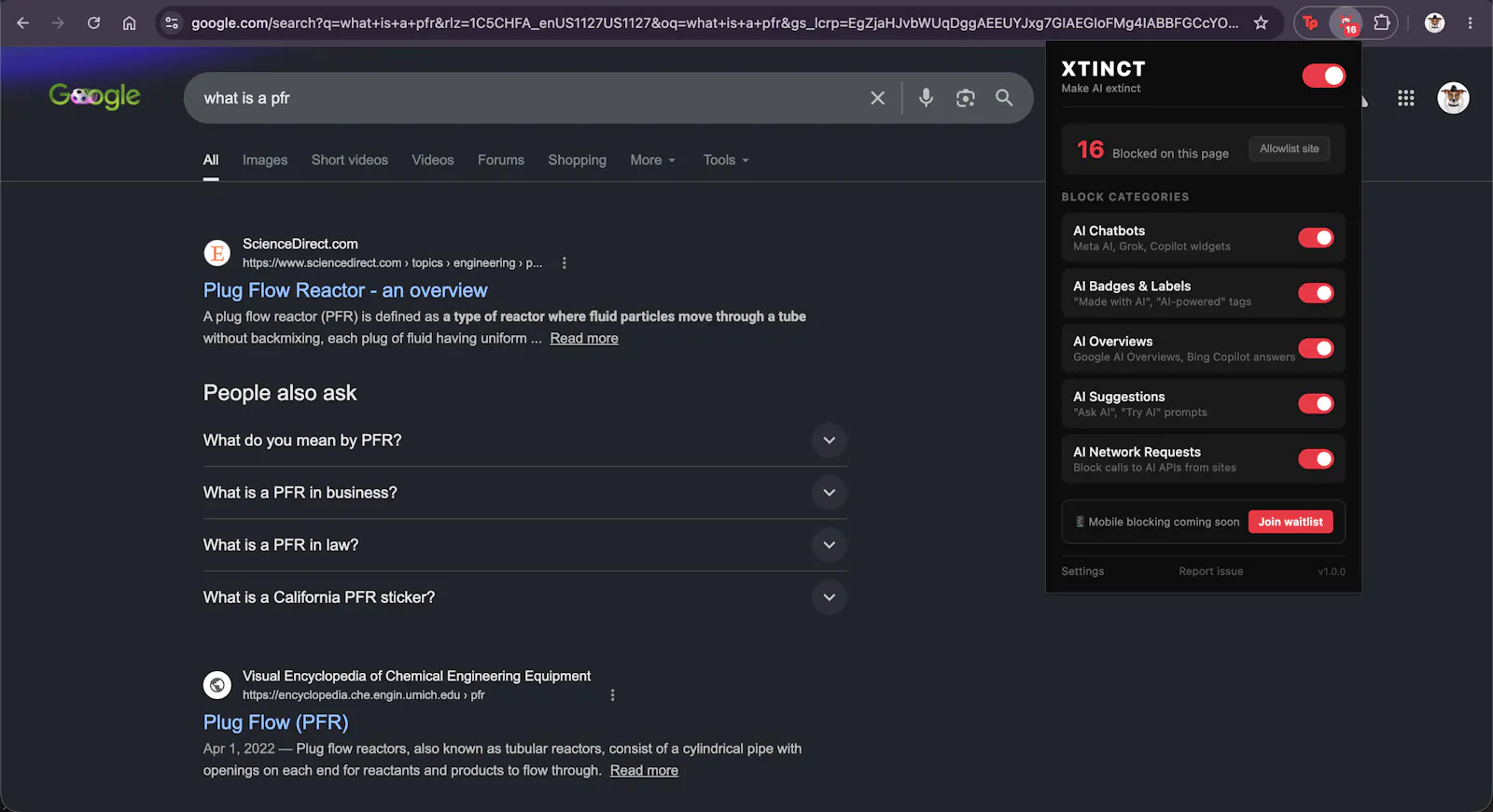 XTINCT: Remove AI clutter from the web screenshot 2