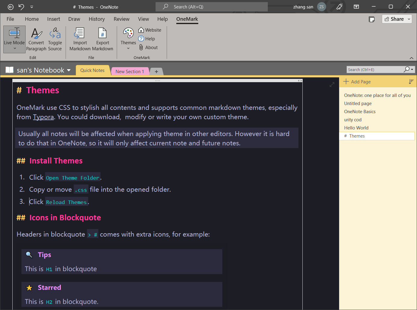 Onemarkt - Markdown -plug -in voor OneNote media 2