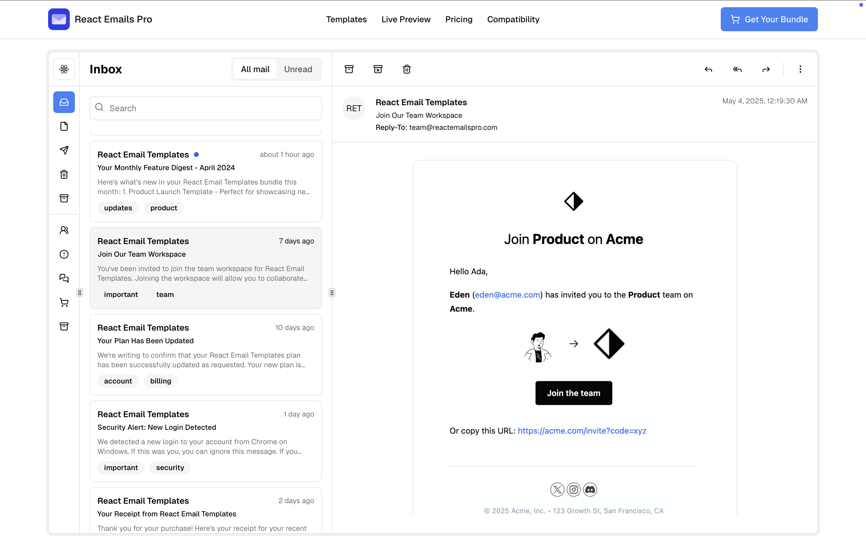 Media React E -mel Pro - Templat e -mel yang dikendalikan dan direka oleh pakar 3