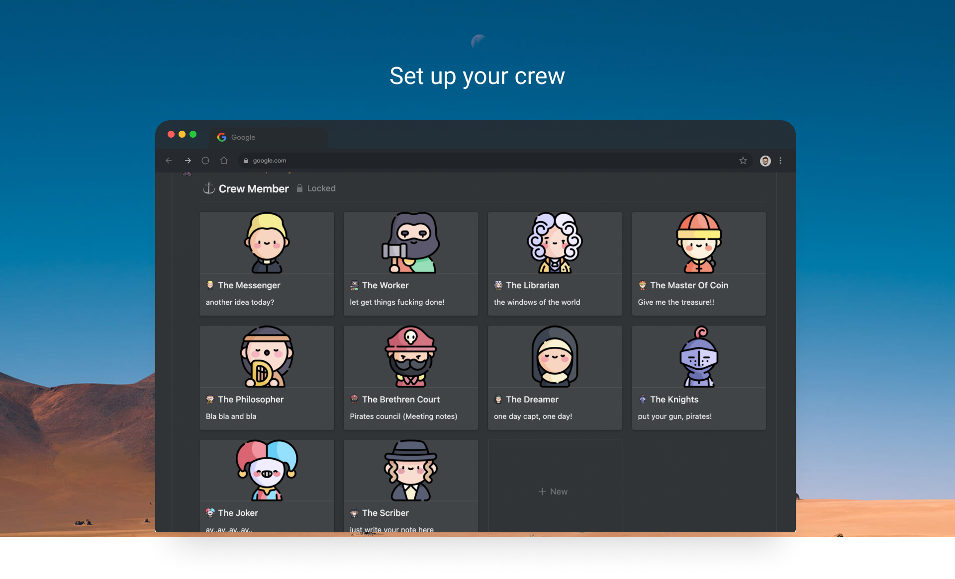The ship : notion template gallery image