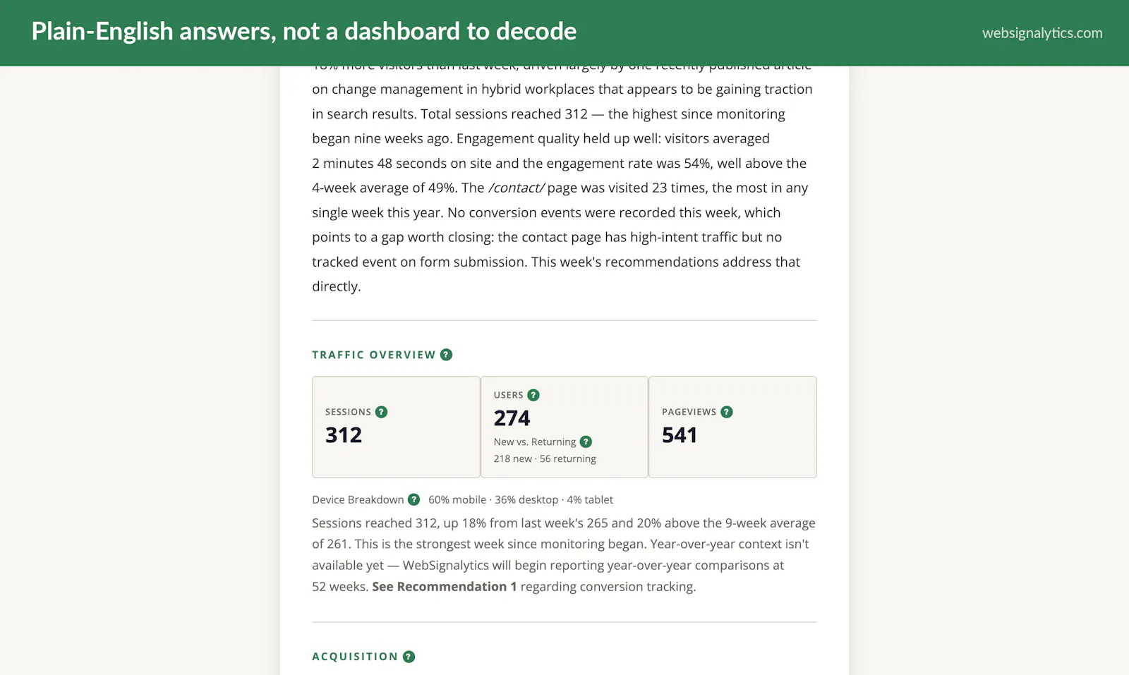 Websignalytics screenshot 2