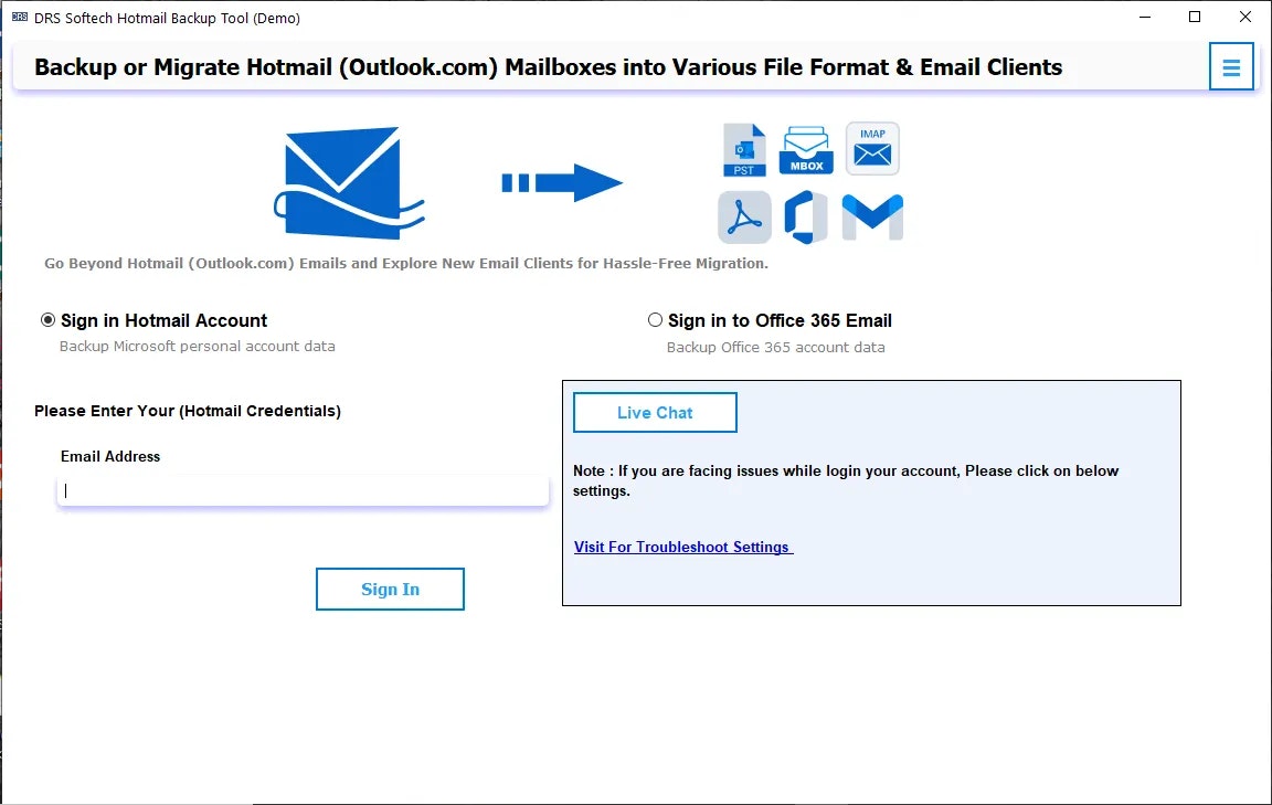Drs softech hotmail back -upgereedschap - Veilige en flexibele back -up voor hotmail -e -mails in minuten media 1