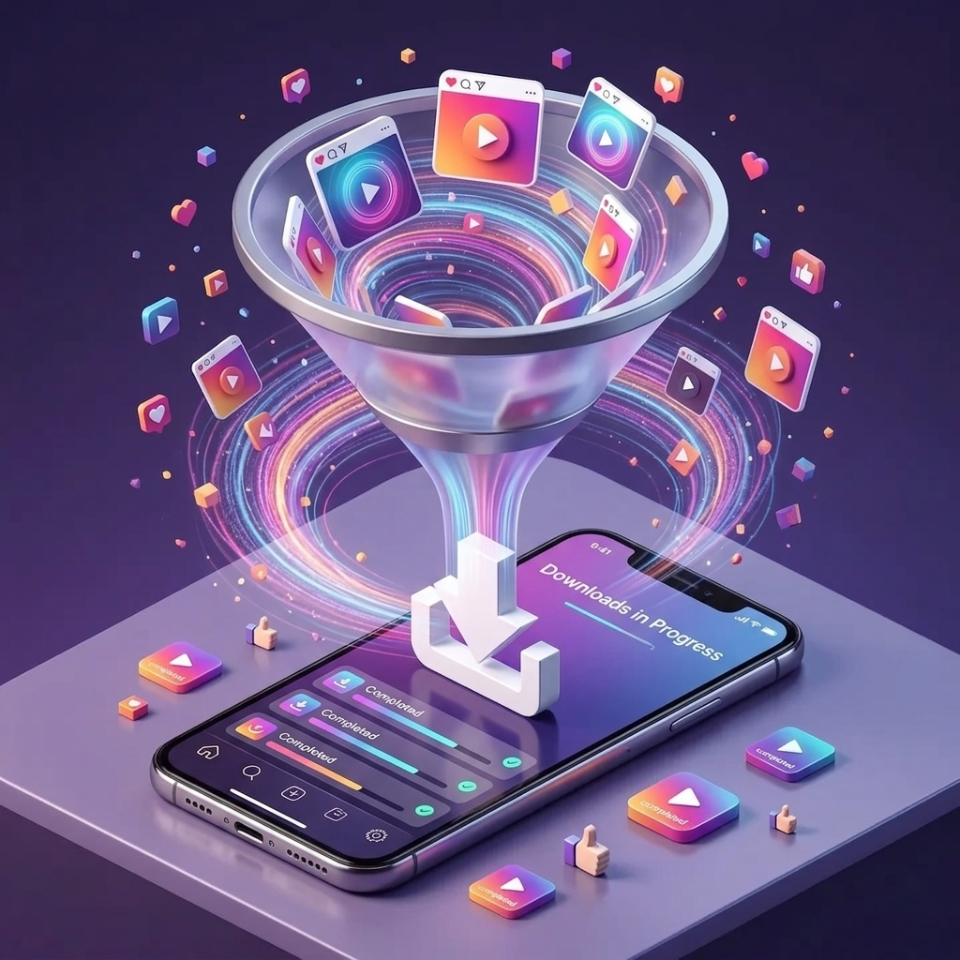 Insta Reel Downloader - Product Hunt launch logo and brand identity