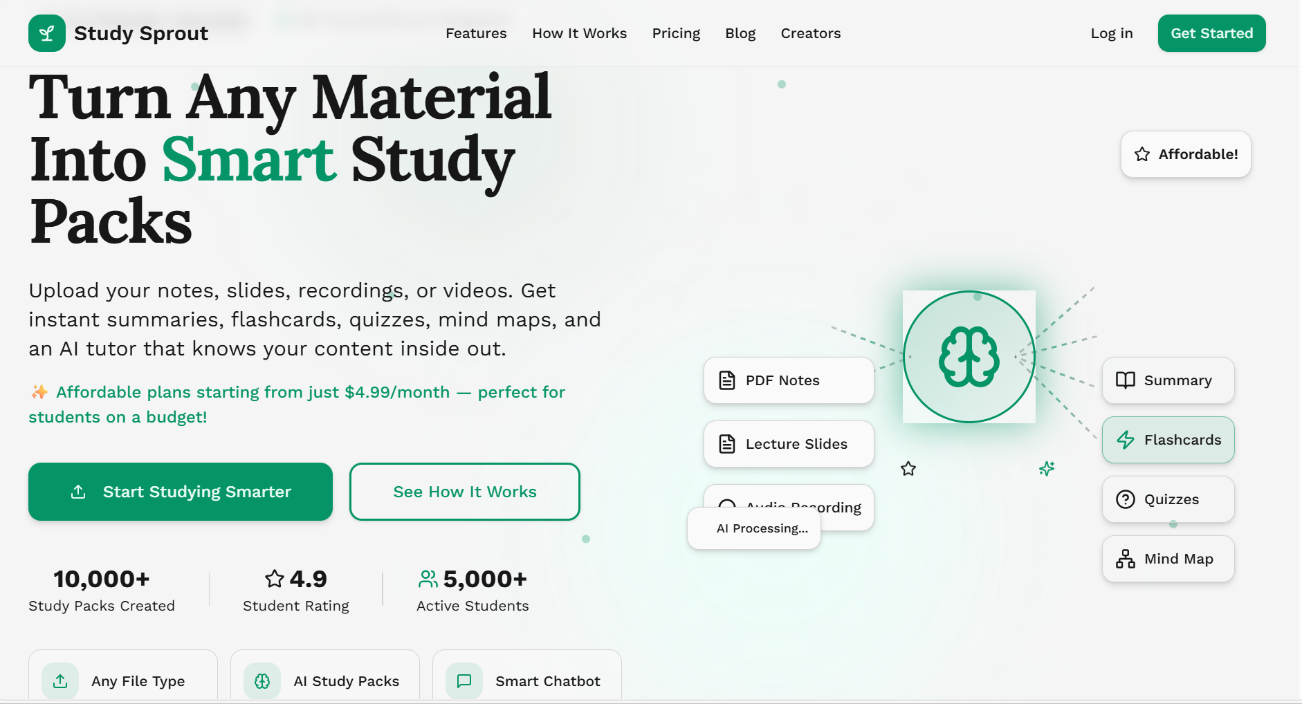 Study Sprout - Main product screenshot demonstrating key features and user interface