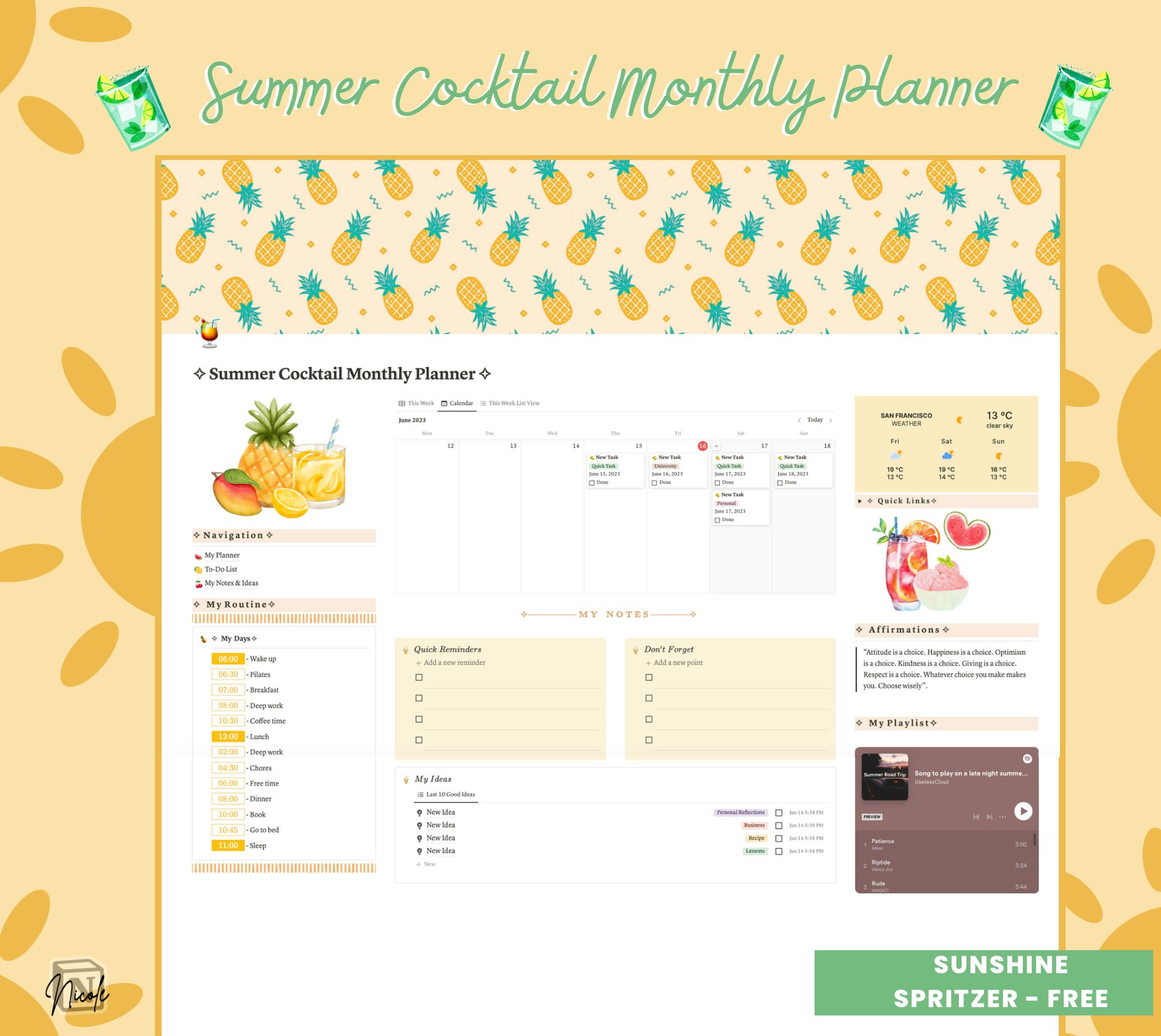 startuptile Summer Cocktail Monthly Planner-Celebrate each month in style: a cocktail of efficiency