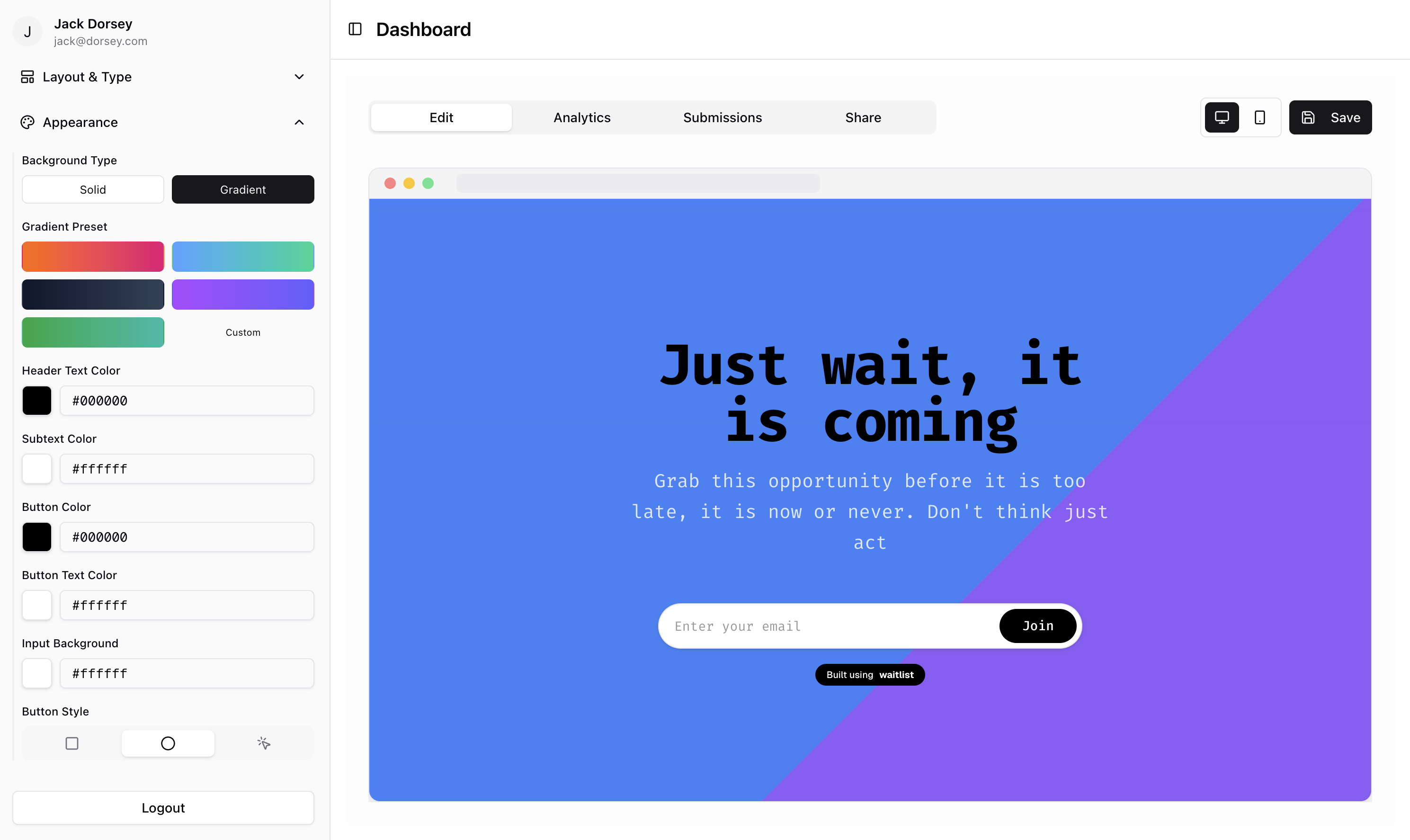 Waitbridge - Screenshot 3 showing product features and functionality