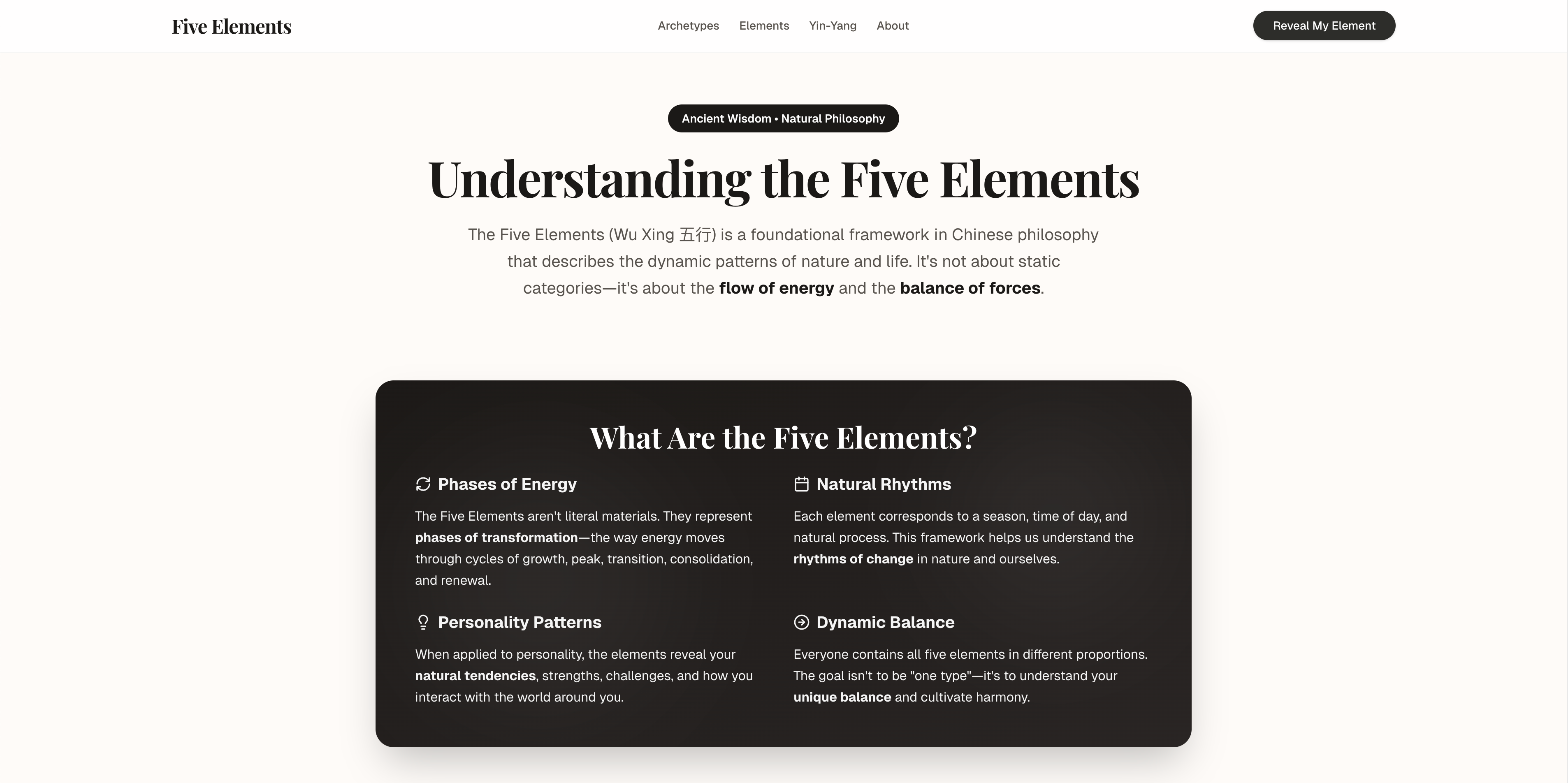 Five Elements Personality Test - Screenshot 3 showing product features and functionality