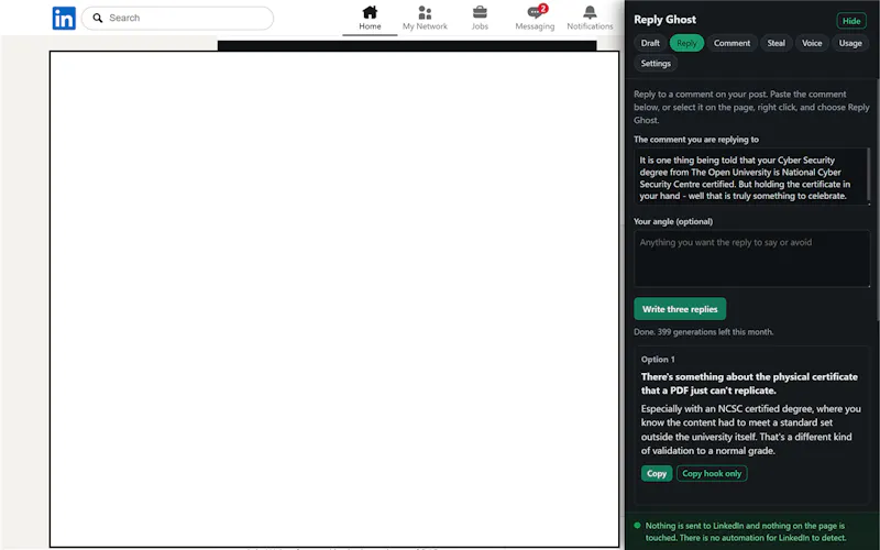 Reply Ghost screenshot 2
