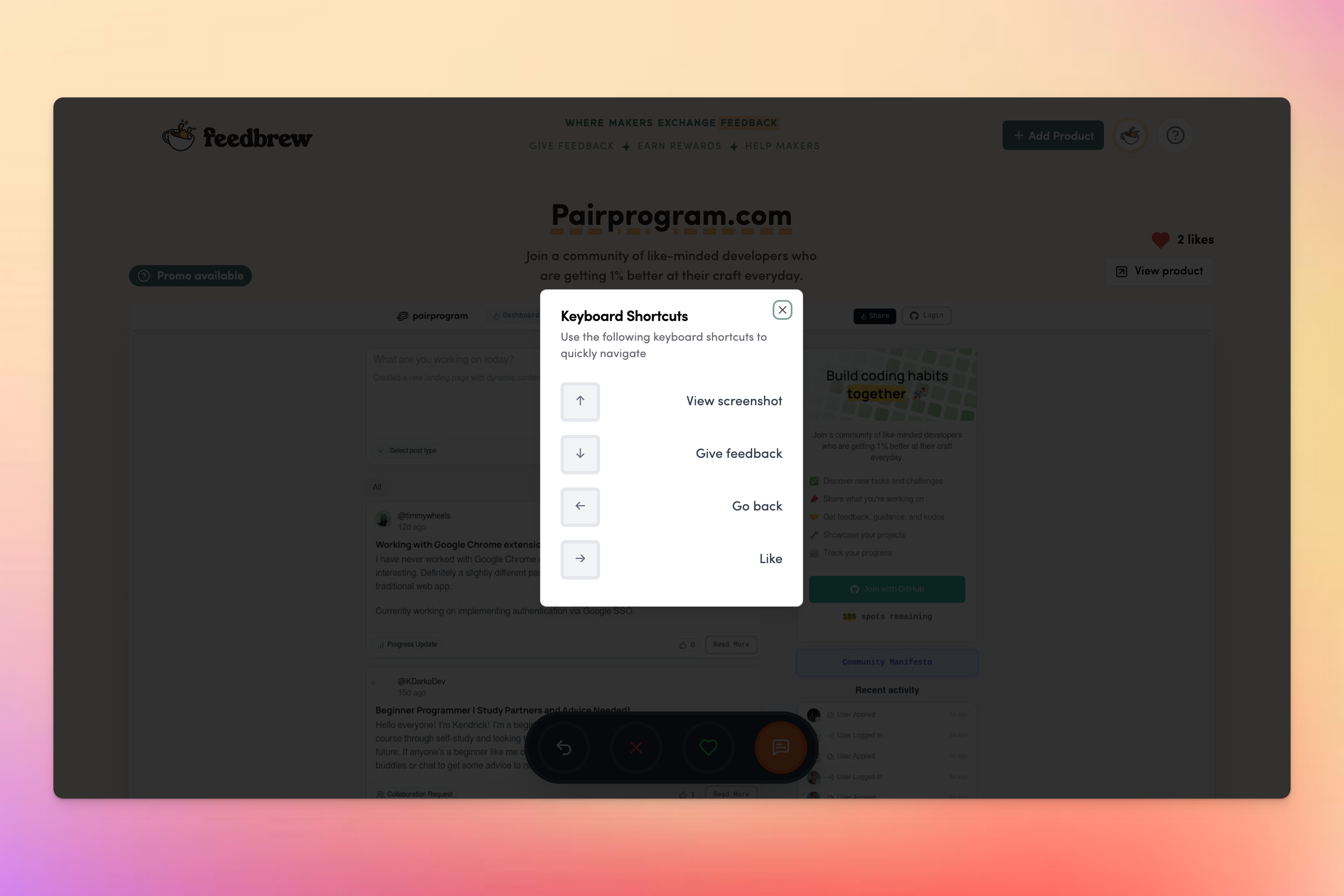 Mídia 5 de Feedbrew.com - Meio que o Tinder, mas para projetos paralelos