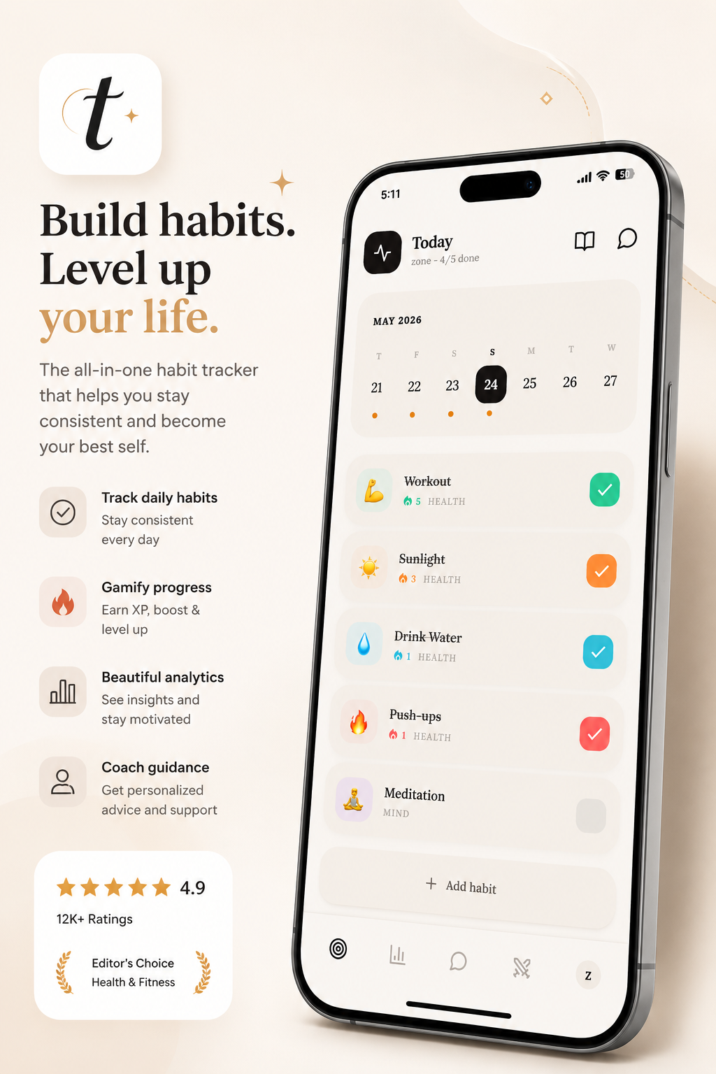 Trider : modern habit tracker gallery image
