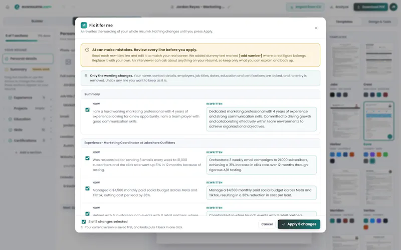 EvoResume screenshot 2