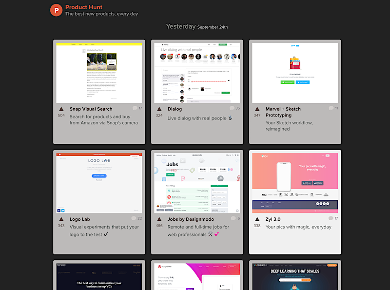 Product Hunt new tab dark mode gallery image