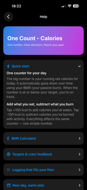 One Count Calorie Counter - Screenshot 5 showing product features and functionality