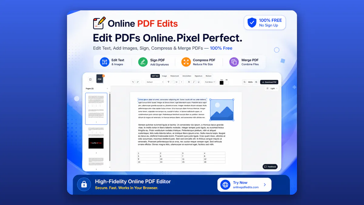 Online PDF Edits screenshot