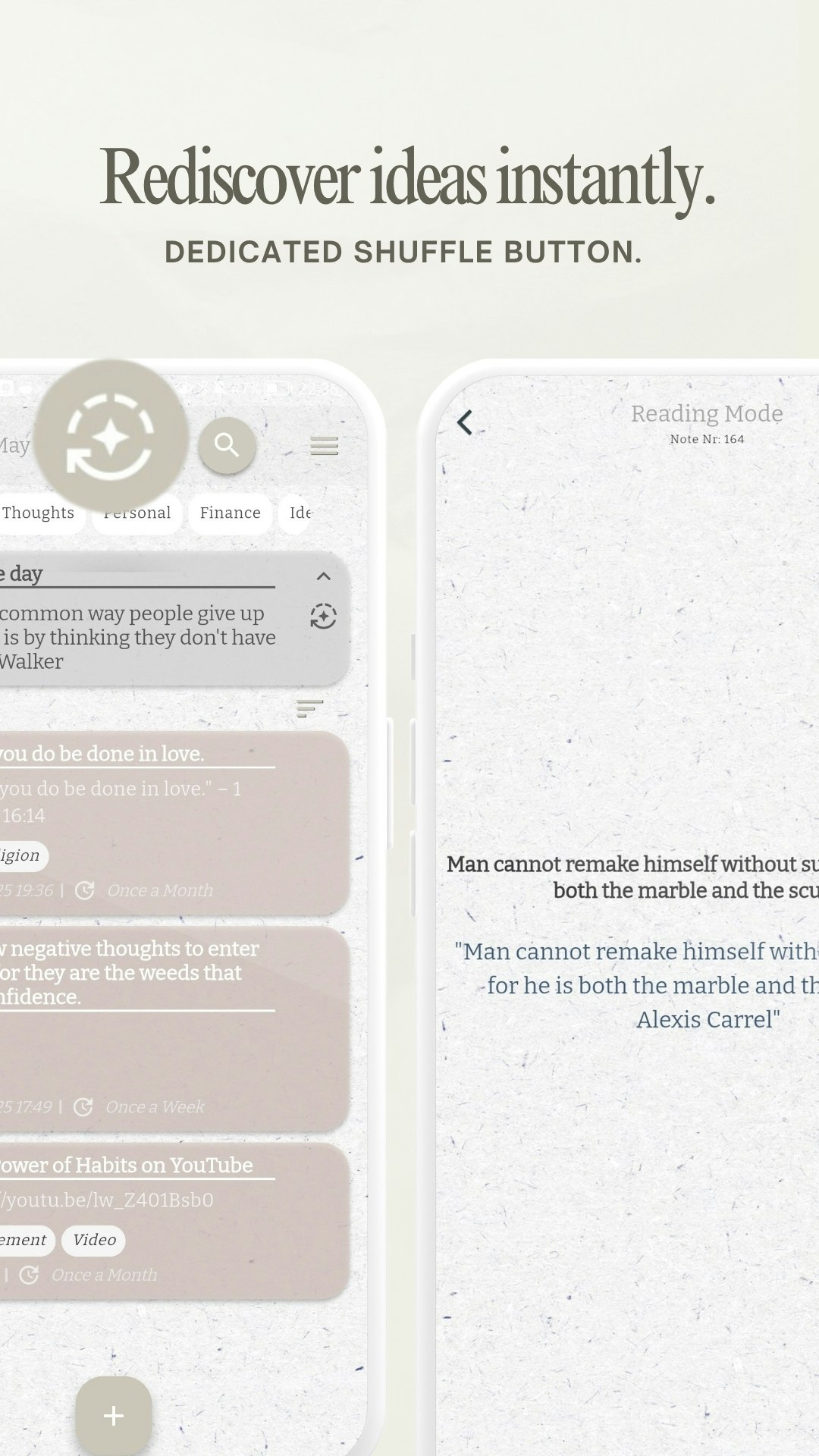 Memori Note - Notes to remember - Card-style notes with smart random reminders and shuffle. media 6