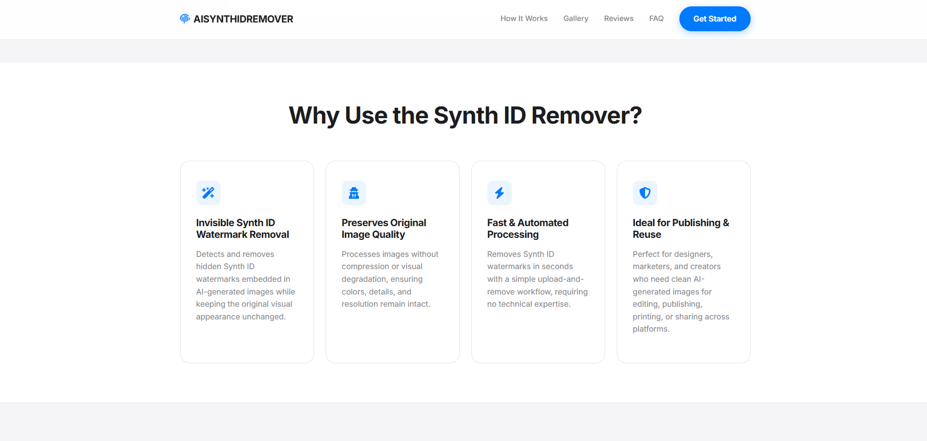 AI Synth ID Remover - Screenshot 2 showing product features and functionality
